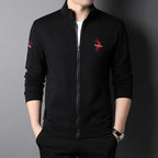 Men's Casual Embroidered Zip Jacket in Cotton