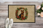 Welsh Terrier Christmas Flowers Doormat