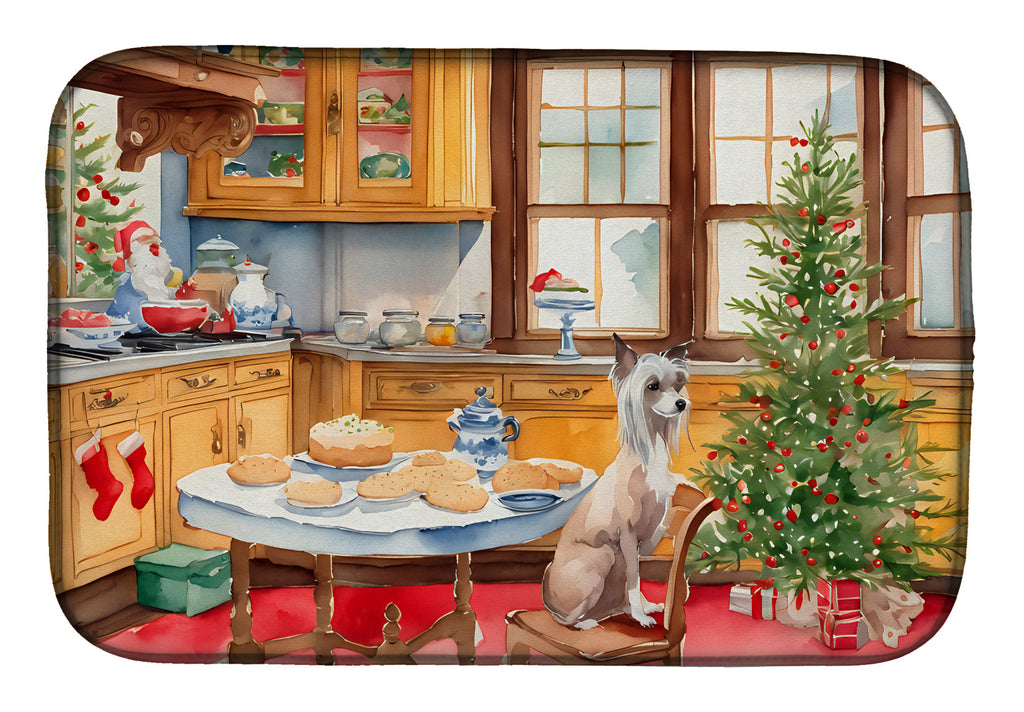 Chinese Crested Christmas Cookies Dish Drying Mat