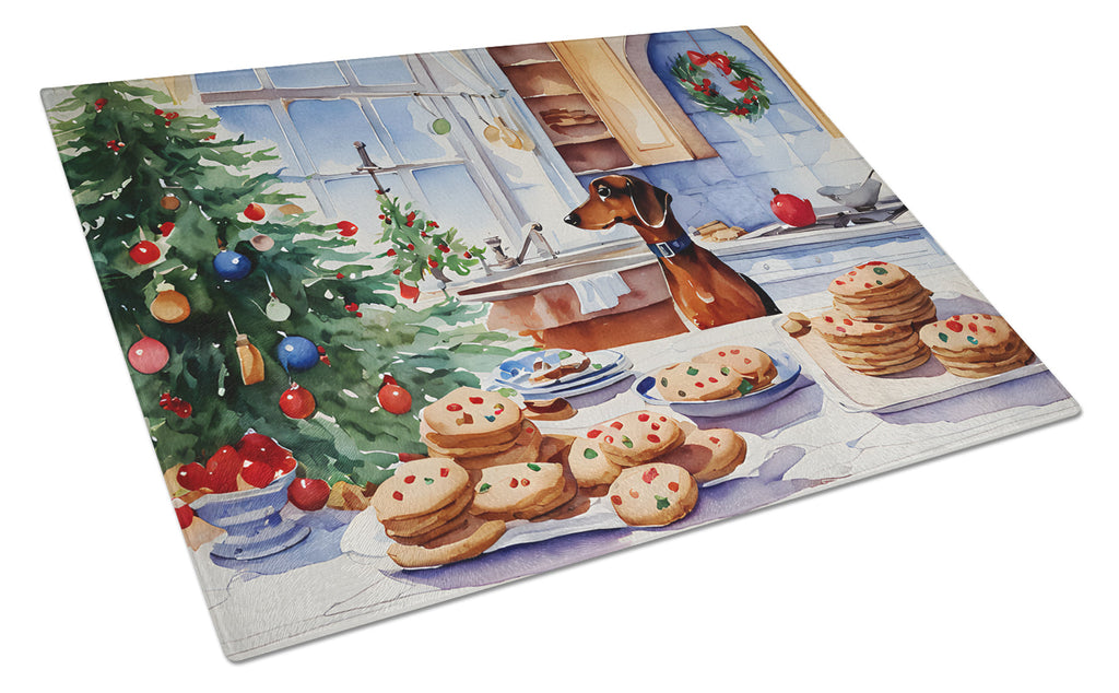 Dachshund Christmas Cookies Glass Cutting Board