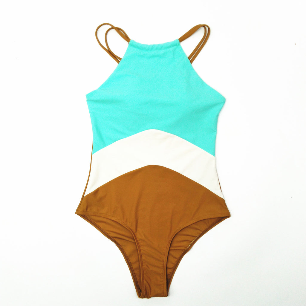 Women's 2019 Color Block One-Piece Swimsuit (Nylon)