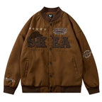 Retro Letter Embroidery Bomber Jacket for Men and Women