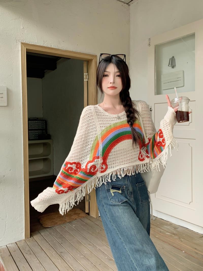 Striped Colorblock Knit Pullover Sweater for Women | Streetwear