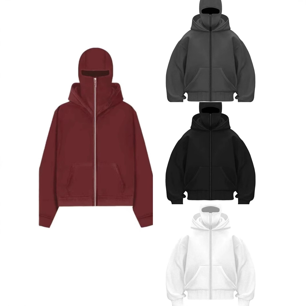 Barrack Hooded Face Mask Zipper Sweatshirt | Streetwear