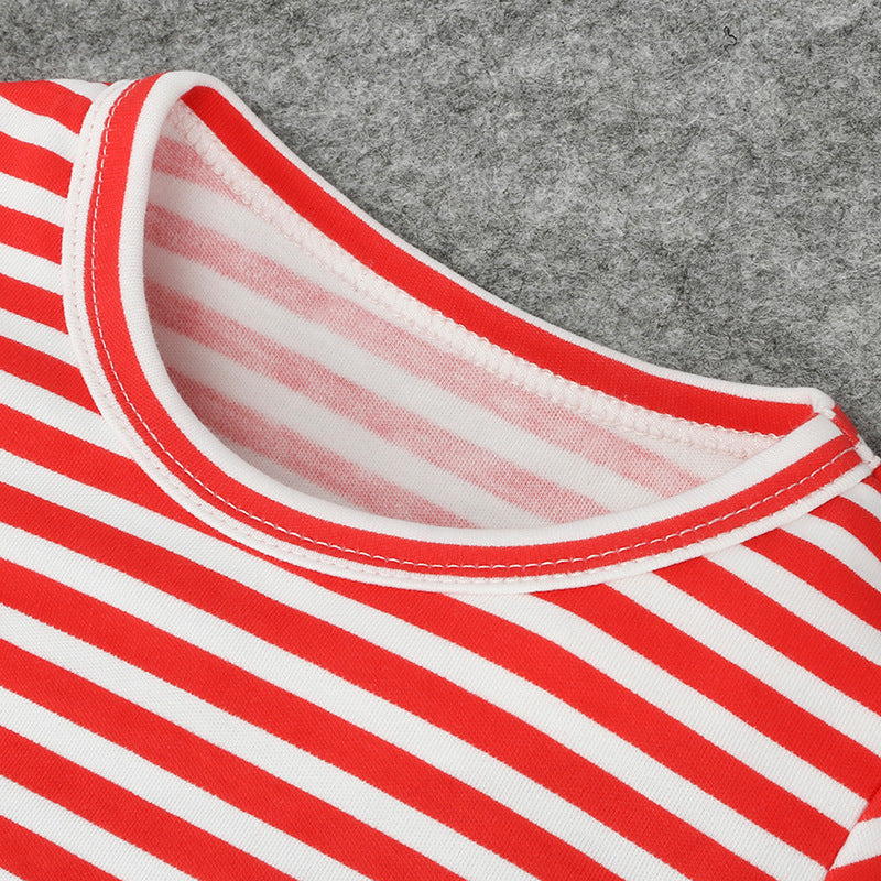 2019 Cotton Christmas Dress for Girls with Snowman Stripes