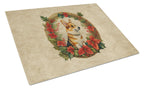 Corgi Christmas Flowers Glass Cutting Board