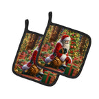 Mastiff and Santa Claus Pair of Pot Holders