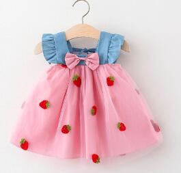 Summer Strawberry Dress - Children's Denim Tulle Outfit