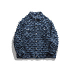 Checkerboard Denim Shearling Lapel Jacket