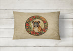 Boxer Christmas Flowers Throw Pillow