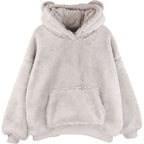 Bear Ears Hooded Fleece Sweater in Lamb Wool