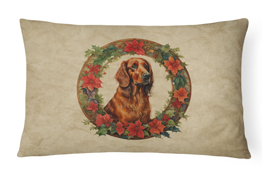 Irish Setter Christmas Flowers Throw Pillow