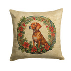 Vizsla Christmas Flowers Throw Pillow