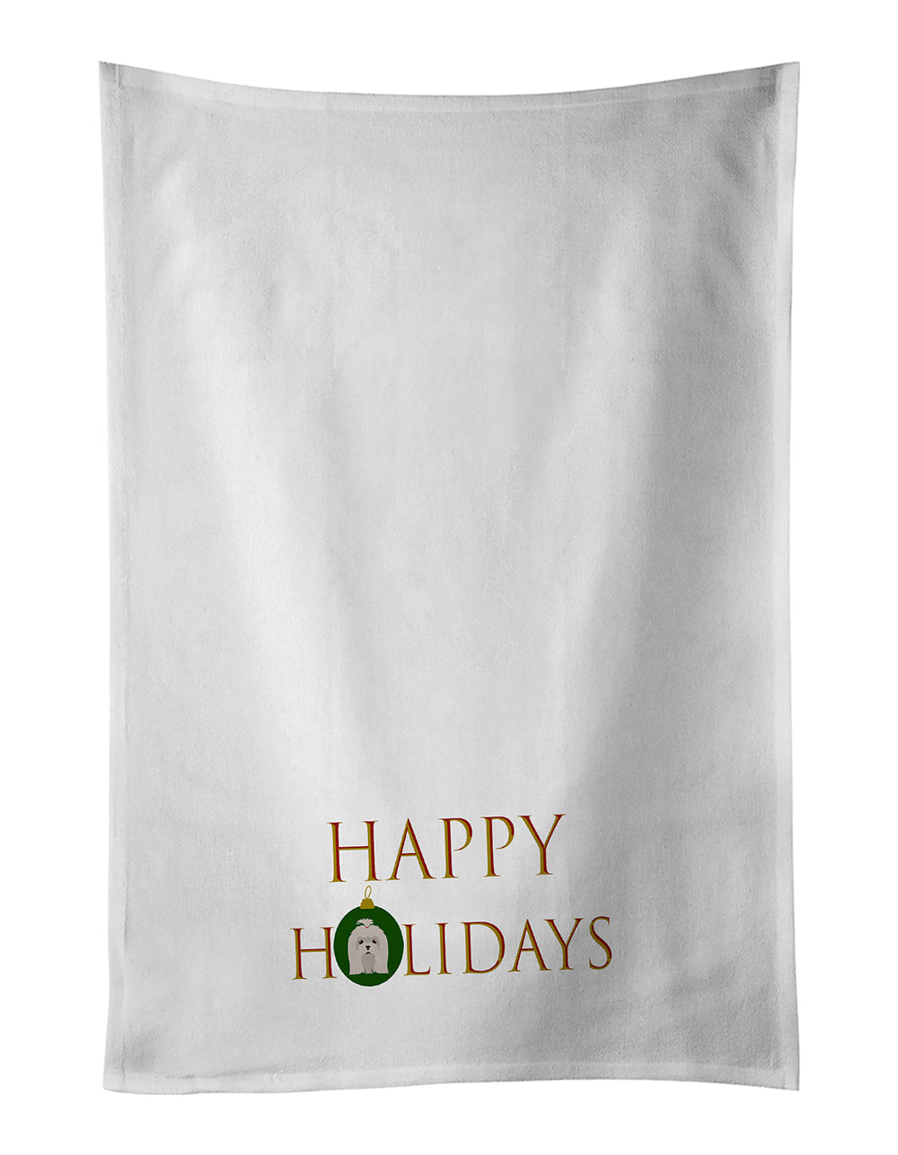 Maltese - Dog Face Happy Holidays Christmas Kitchen Towel Set of 2
