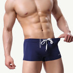 Men's Solid Drawstring Swim Trunks