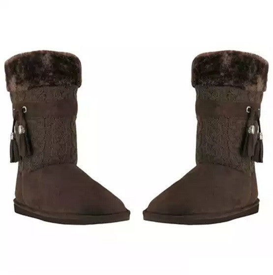 Toasty Toes Plush Knit Faux Fur Boots | Footwear