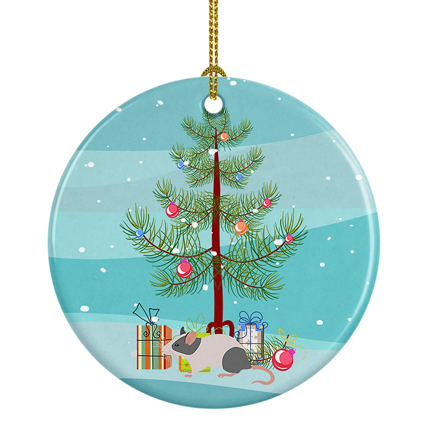 Japanese Mouse Merry Christmas Ceramic Ornament
