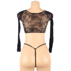 Plus Size Women's Fishnet Lingerie Set with Bra & Panty