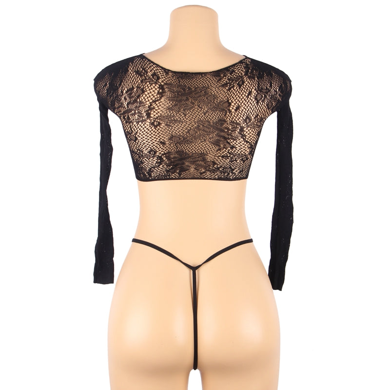 Plus Size Women's Fishnet Lingerie Set with Bra & Panty