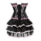 Striped Body Shaping Lingerie Set with Lace Skirt