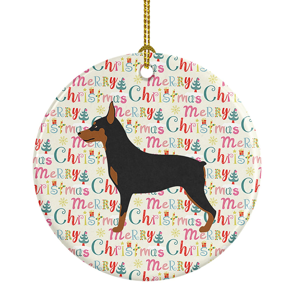 Miniature Pinscher Merry Christmas Ceramic Ornament