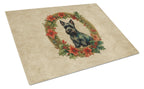 Scottish Terrier Christmas Flowers Glass Cutting Board