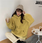 Women's Cozy Lamb Wool Coat with Bear Ears