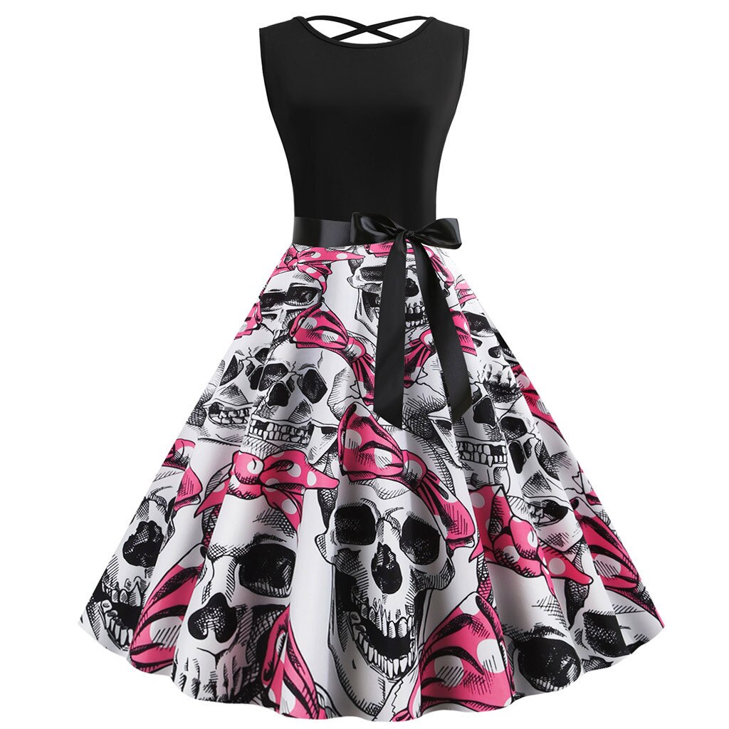 Sleeveless Printed Maxi Dress for Halloween & Christmas