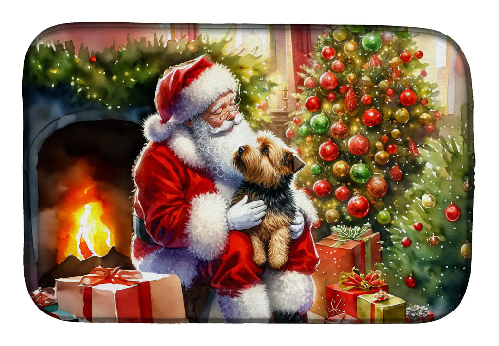 Norfolk Terrier and Santa Claus Dish Drying Mat