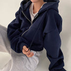 Women's Long Sleeve Zipper Pocket Hoodie | Streetwear