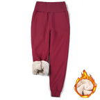 High Waist Fleece Trousers a Slim Look