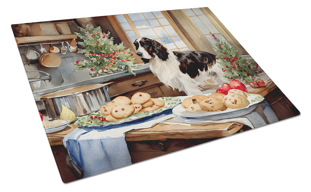 English Cocker Spaniel Christmas Cookies Glass Cutting Board