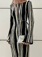 Tossy Knit Striped Long Wrap Dress for Women Fashion
