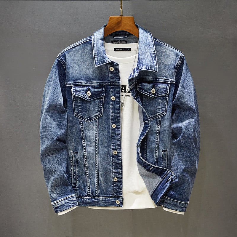 Casual Long-Sleeved Denim Jacket for Men