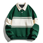 Men's Loose Color Block Lapel Sweater