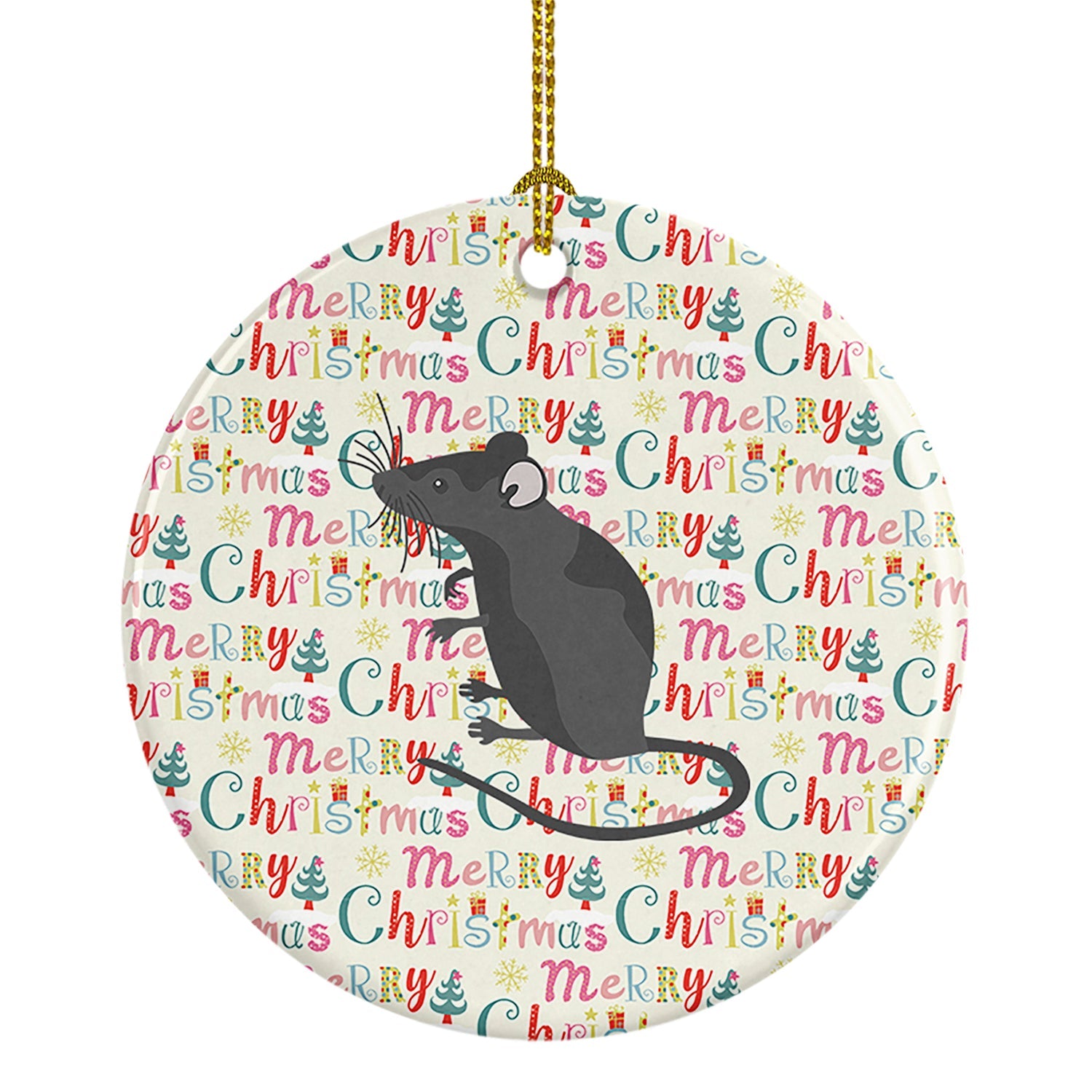 Satin Mouse Christmas Ceramic Ornament