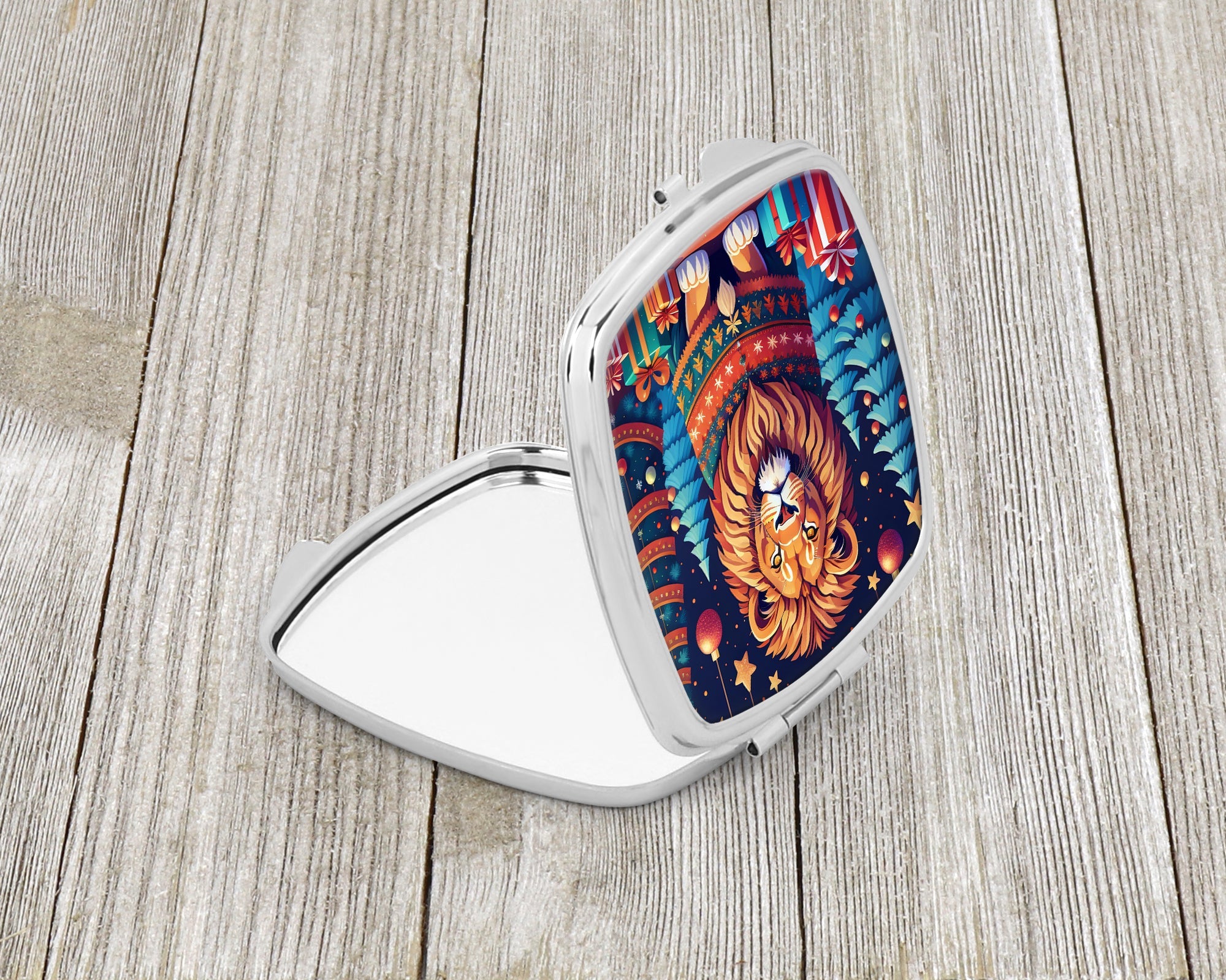 Lion Christmas Compact Mirror
