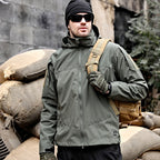 Men's Soft Shell Hooded Tactical Jacket with Pockets