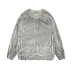 Distressed Round Neck Men's Crocheted Pullover Sweater | Streetwear
