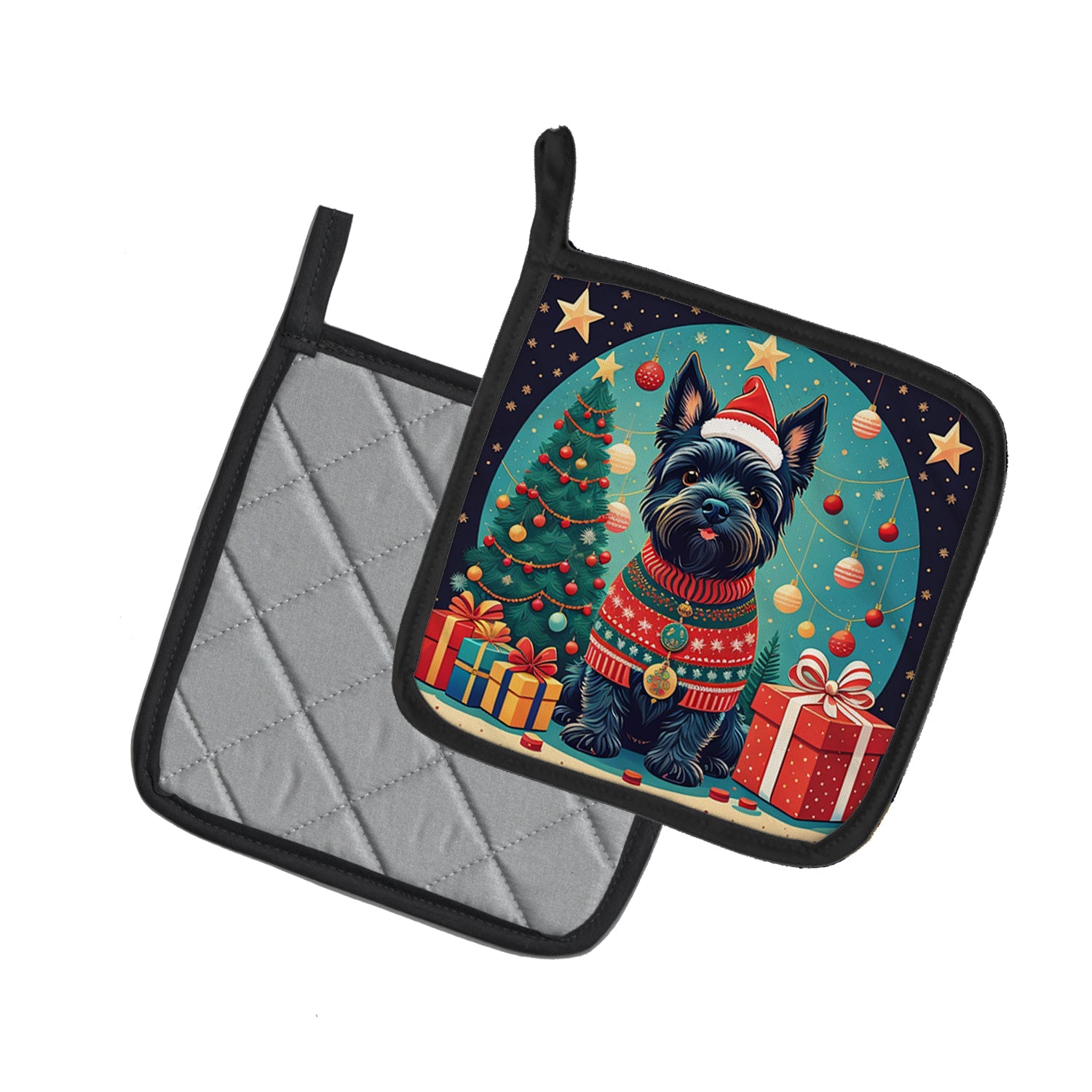 Scottish Terrier Christmas Pair of Pot Holders