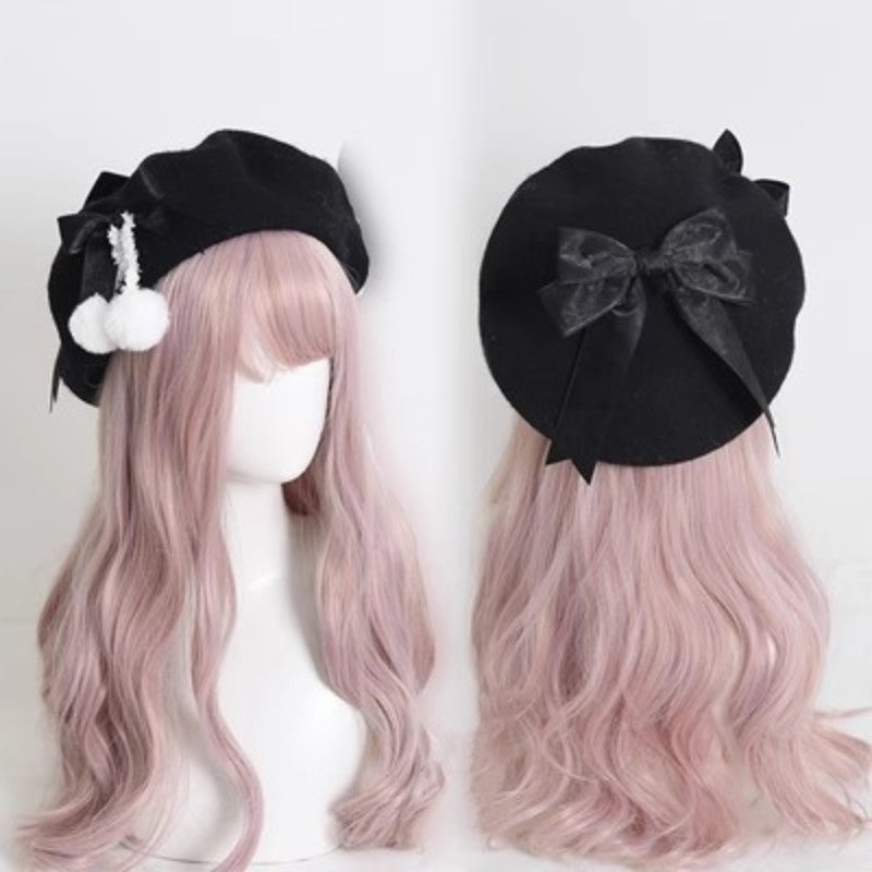 Women's Fashion Big Bow Wool Beret Hat | Embroidered Cap