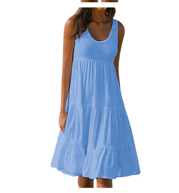 Sleeveless Round Neck Color Block Beach Dress