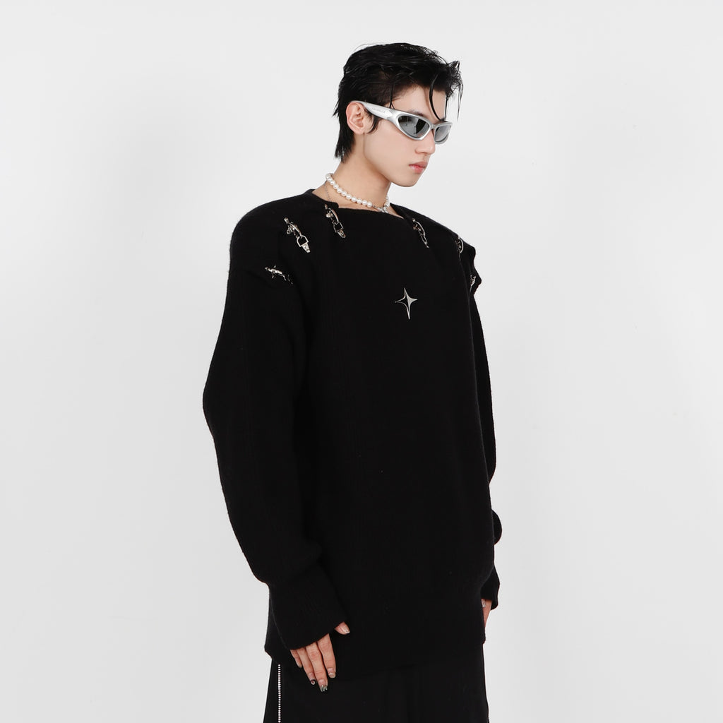 Men's Metal Irregular Knit Sweater