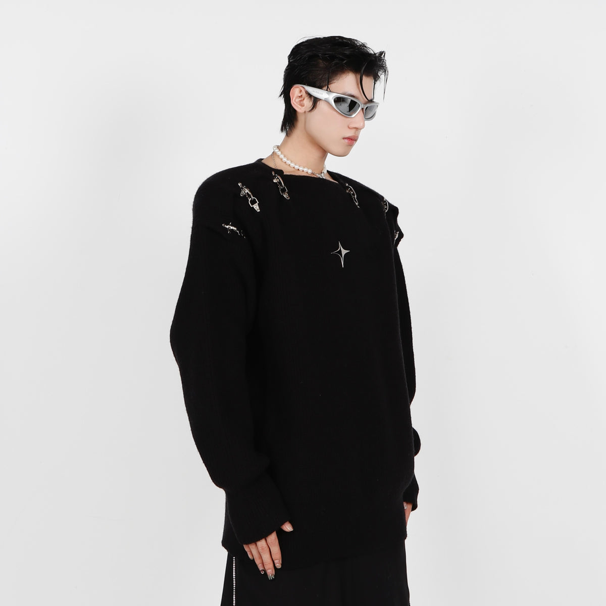 Men's Metal Irregular Knit Sweater