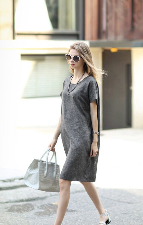 Cotton-Linen Slim Fit Dress