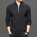 Men's Fashion Solid Color Knitted Jacket for Business