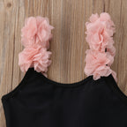 Backless Baby Girl Swimsuit with Flower Straps