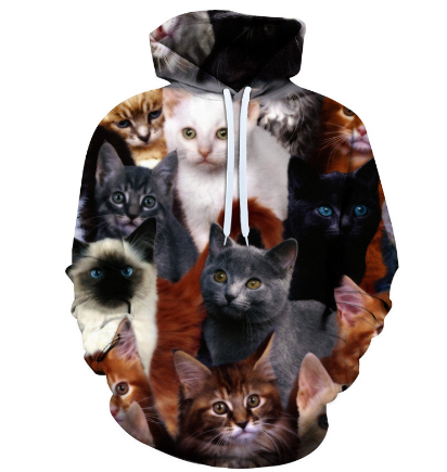 3D Printed Hooded Zipper Sweater for Women