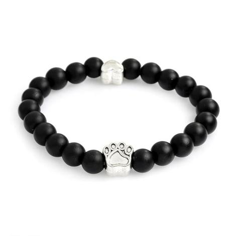 Lava Stone Dog Paw Heart Bead Bracelet