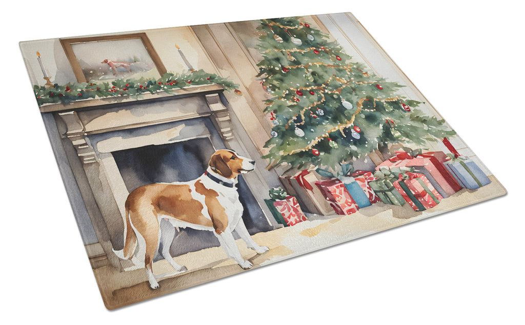 English Foxhound Cozy Christmas Glass Cutting Board